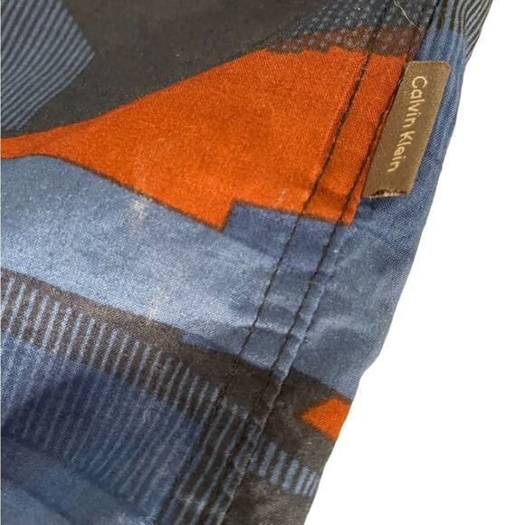 Calvin Klein Shirt Mens XL Black Blue Orange Geometric Button Up Short Sleeve - Picture 5 of 10